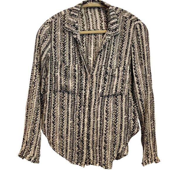 Bella Dahl BLACK and gray lightweight blouse with #design size extra small - Picture 1 of 7